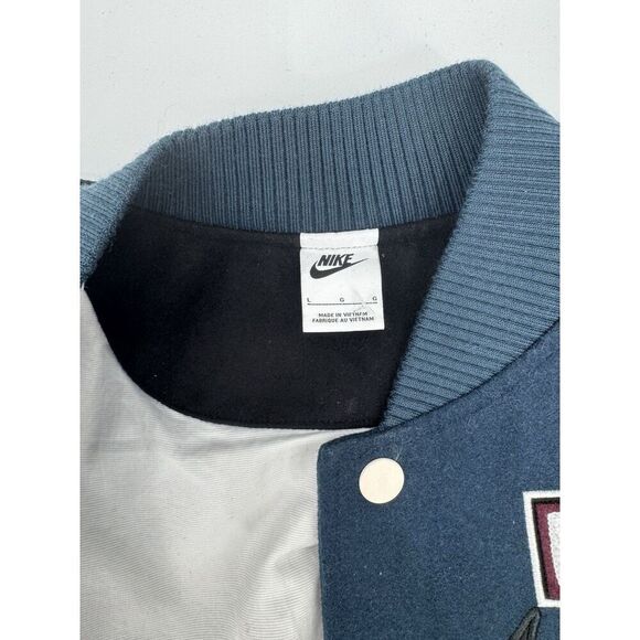Nike X Yoon Ahn Oversize Varsity Jacket Wool Leather Oversized Bomber Wmns Sz L - Picture 13 of 16